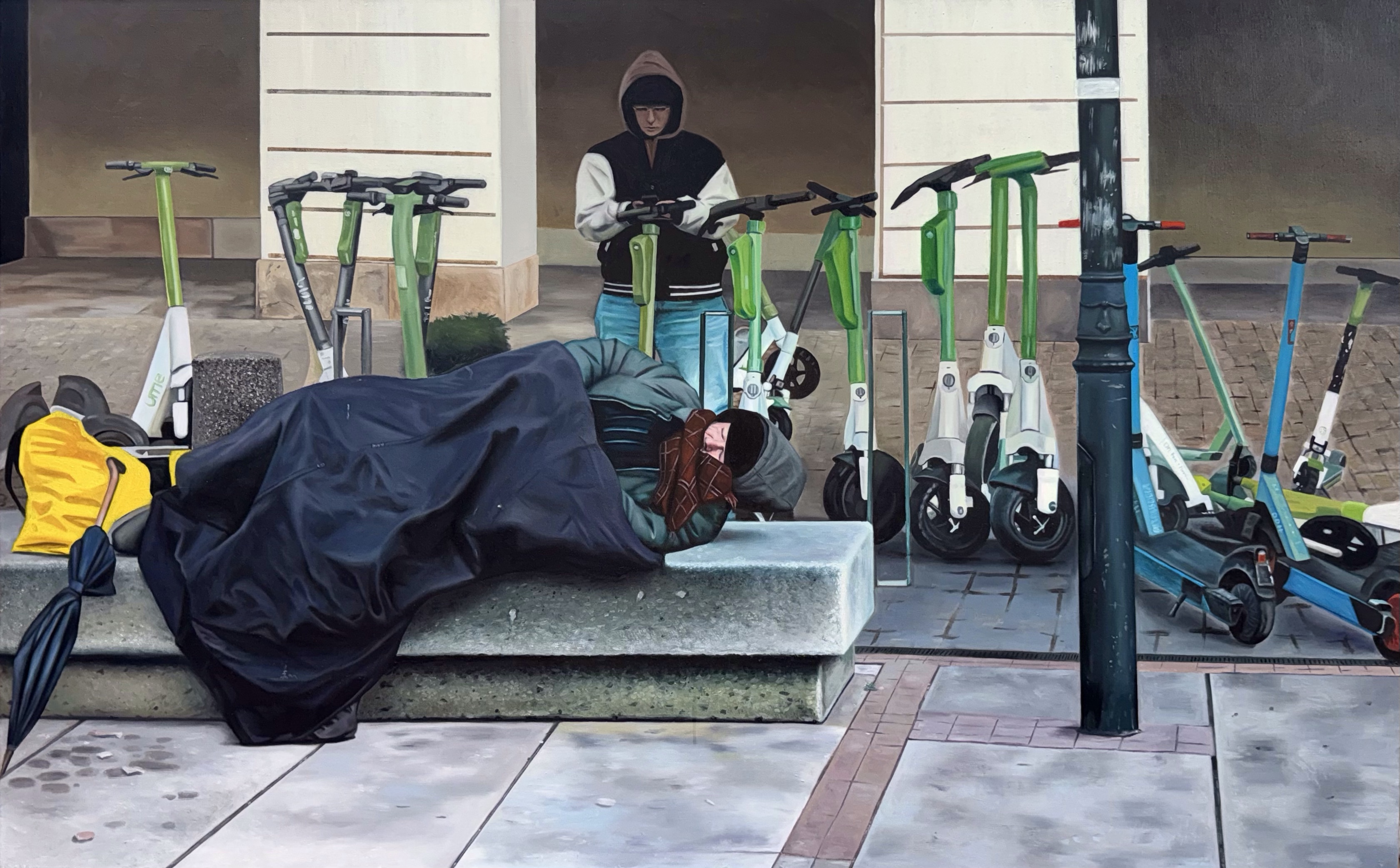 Pejzaż miejski, olej na płótnie, 160x100cm, 2025