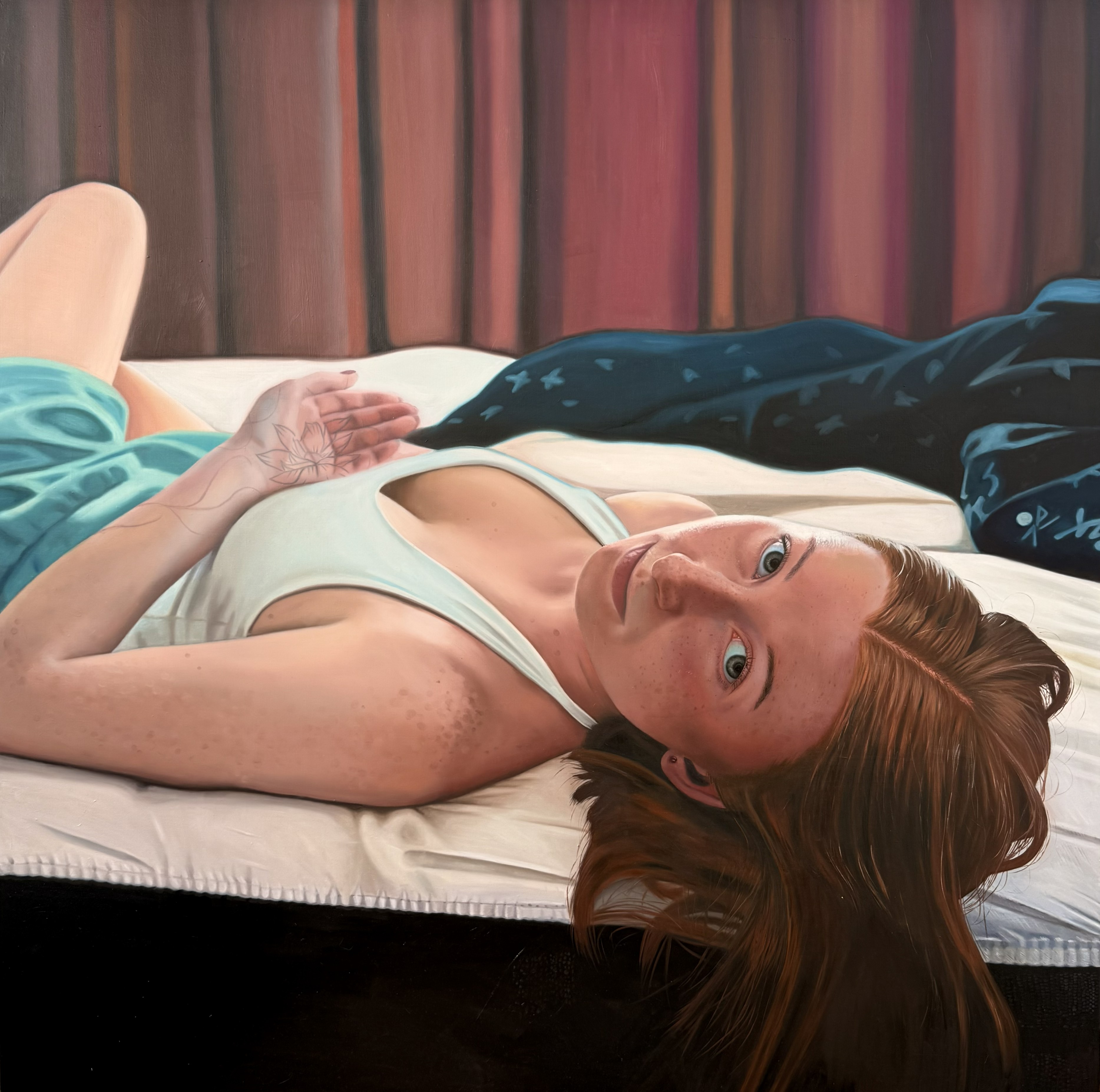 Obca, olej na płótnie, 200x200cm, 2026